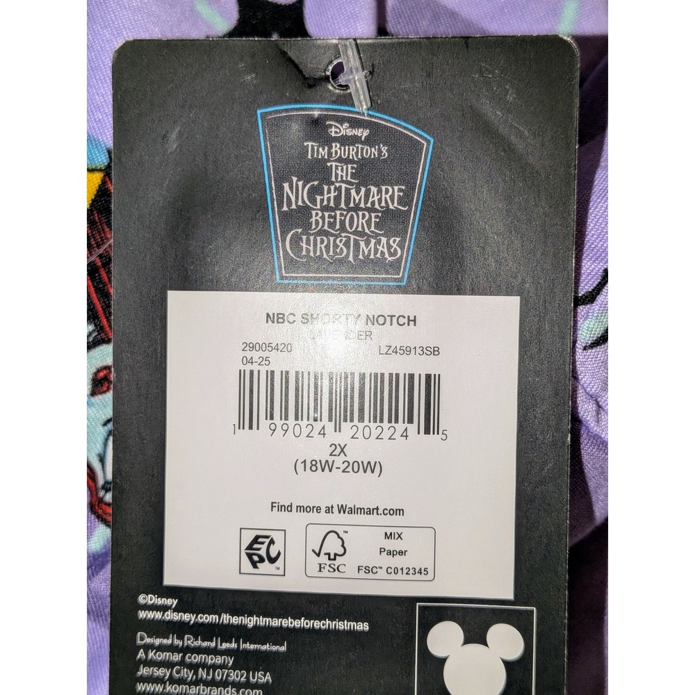 Disney Nightmare Before Christmas Lavender Argyle Pajama‎ Shorts Set 2X NWT - Picture 6 of 11